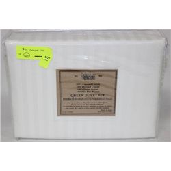 400 THREAD COUNT QUEEN DUVET SET WHITE