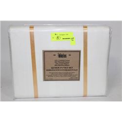 600 THREAD COUNT QUEEN DUVET SET WHITE STRIPES