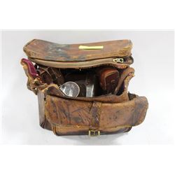 ANTIQUE CAMERA W/ BAG AND CONTENTS