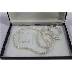 3 PC PEARL/STERLING SILVER NECKLACE
