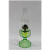 Image 1 : VINTAGE OIL LAMP GREEN DEPRESSION GLASS