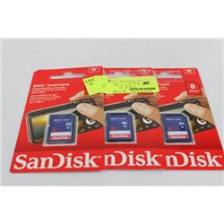 PACK OF 3 8GB SANDISK SDHC CARDS