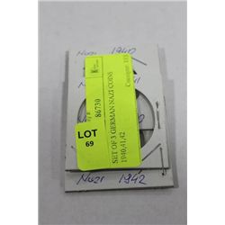 SET OF 3 GERMAN NAZI COINS 1940,41,42