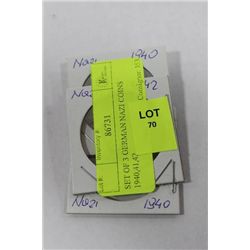 SET OF 3 GERMAN NAZI COINS 1940,41,42