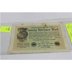 GERMAN 20 MILLION BANK NOTE 1923