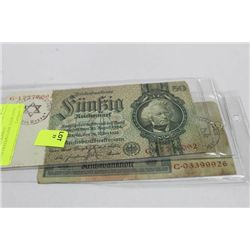 NAZI "GROSS ROSSEN" CONCENTRATION CAMP BANK NOTE