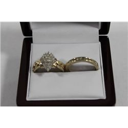 ENGAGEMENT SET W/DIAMOND CLUSTER AND DIAMOND BAND