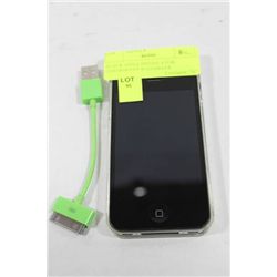 BLACK APPLE IPHONE 4 FOR FIDO/ROGERS W/CHARGE CORD