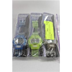BAG OF THREE NEW LCD SPORTS WATCHES