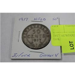 1917 NEWFOUNDLAND GV SILVER 1/2 DOLLAR