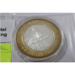 SCARCE .999 SILVER FLAMINGO HOTEL $10 GAMING TOKEN