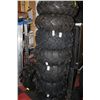 Image 1 : STACK OF 8 ASST. SIZED QUAD TIRES SOLD W/2 RIMS