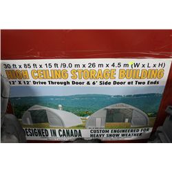 30' X 85' X 15' HIGH CEILING STORAGE BUILDING