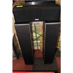 SET OF 3 POLK AUDIO TOWER SPEAKERS W/ CENTER