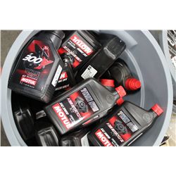 GARBAGE BIN W/ APPROX 30 BOTTLE ASST. MOTUL OILS