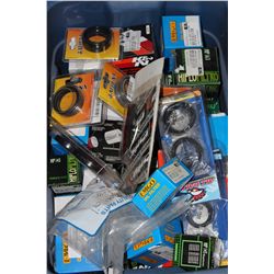 BIN OF OIL FILTERS AND BEARING COVERS ETC