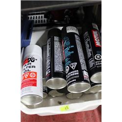 TOTE OF ASST. CHAIN OIL /AIR FILTER OIL ETC