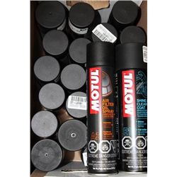BOX OF MOTUL SHINE AND GO PLUS OIL FILTER SPRAY