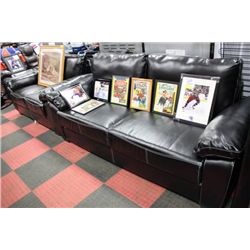 NEW BLACK LEATHERETTE AND WHITE STITCHING  SOFA W/