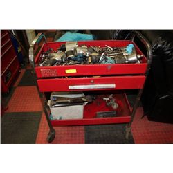 METAL TOOL CART SOLD W ASST TOOLS AND IMPACT