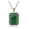 Image 2 : 14KT White Gold 23.13ct Emerald and Diamond Pendant With Chain