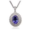 Image 2 : 14KT White Gold 5.01ct Tanzanite and Diamond Pendant With Chain