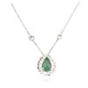 Image 1 : 14KT White Gold 1.55ct Emerald and Diamond Necklace