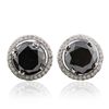 Image 1 : 14KT White Gold 6.27ctw Black Diamond and Diamond Earrings