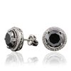 Image 2 : 14KT White Gold 6.27ctw Black Diamond and Diamond Earrings