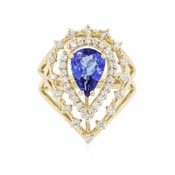 14KT Yellow Gold 1.69ctw Tanzanite and Diamond Ring