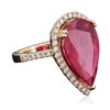 Image 2 : 14KT Yellow Gold 9.84ct Ruby and Diamond Ring