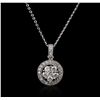 Image 2 : 14KT White Gold 0.91ctw Diamond Pendant With Chain