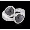 Image 1 : 18KT White Gold 4.05ctw Black Diamond Ring