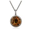 Image 2 : 14KT White Gold 4.57ct Quartz and Diamond Pendant With Chain