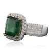 Image 2 : 14KT Two-Tone Gold 3.45ct Emerald and Diamond Ring