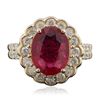 Image 1 : 14KT Yellow Gold 3.44ct Ruby and Diamond Ring