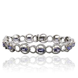 14KT Two-Tone Gold 5.07ctw Tanzanite and Diamond Bracelet