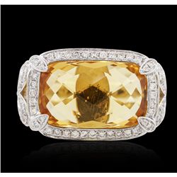 14KT Yellow Gold 6.76ct Citrine and Diamond Ring