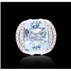 Image 1 : 14KT White Gold 22.00ct Aquamarine and Diamond Ring