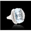 Image 2 : 14KT White Gold 22.00ct Aquamarine and Diamond Ring