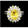 Image 1 : 14KT White Gold GIA Certified 3.35ct Yellow Sapphire and Diamond Ring