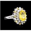 Image 2 : 14KT White Gold GIA Certified 3.35ct Yellow Sapphire and Diamond Ring