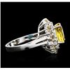 Image 3 : 14KT White Gold GIA Certified 3.35ct Yellow Sapphire and Diamond Ring