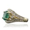 Image 2 : 14KT Yellow Gold 1.58ct Emerald and Diamond Ring