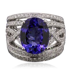 14KT White Gold 5.56ct Tanzanite and Diamond Ring