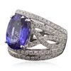 Image 2 : 14KT White Gold 5.56ct Tanzanite and Diamond Ring