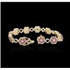 Image 3 : Sterling Silver 5.22ctw Pink Tourmaline and White Sapphire Bracelet