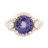 Image 1 : 14KT Yellow Gold 4.48ct Tanzanite and Diamond Ring
