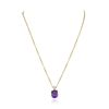 Image 2 : 14KT Yellow Gold 4.84ct Amethyst and Diamond Pendant With Chain