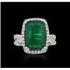 Image 1 : 18KT White Gold 6.42ct Emerald and Diamond Ring